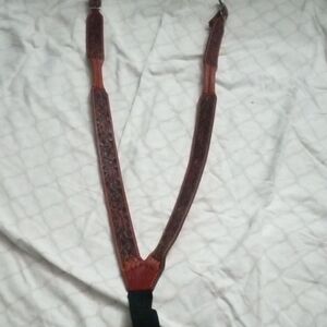 Men's Brown Leather Suspenders with Black Elastic Strap...